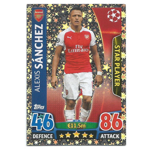 ALEXIS SANCHEZ 2015-16 MATCH ATTAX CHAMPIONS LEAGUE ARSENAL STAR PLAYER #17