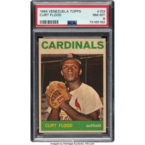 VENEZUELA 1964 VENEZUELA TOPPS CURT FLOOD #103 PSA NM-MT 8