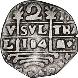 VENEZUELA, CARACAS, "COSPEL DE IMITACIÓN" 2 REALES, FECHA "184" (PRINCIPIOS DE 1800)