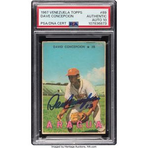 VENEZUELA 1967 TOPPS VENEZOLANO DAVE CONCEPCIÓN #89 PSA AUTHENTIC, PSA/DNA AUTO 10