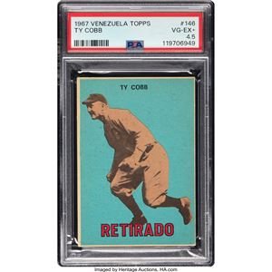 VENEZUELA TY COBB TOPPS DE VENEZUELA DE 1967 #146 PSA VG-EX+ 4.5