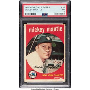 VENEZUELA MICKEY MANTLE TOPPS DE VENEZUELA DE 1959 #10 PSA POOR 1