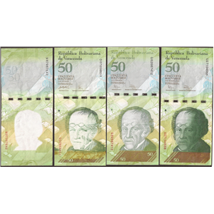 ERROR. BSF 50 LOTE ERRORES DE IMPRESIÓN TIPO DEGRADE. BOLÍVARES FUERTES. VENEZUELA