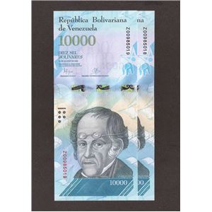 REPOSICIÓN. BSF 10000 AGOSTO 18 2016. LOTE 2 BILLETES CONSECUTIVOS. BOLÍVARES FUERTES. TINTA ÓPTICAMENTE VARIABLE. VENEZUELA