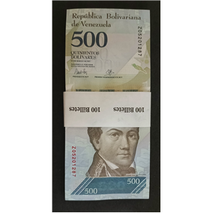 REPOSICIÓN. BSF 500 MARZO 23 2017. PACA INCOMPLETA 82 BILLETES. BOLÍVARES FUERTES. VENEZUELA