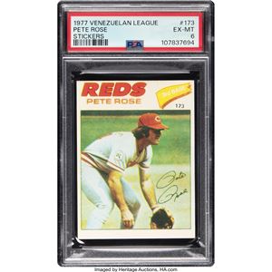 VENEZUELA STICKERS DE LA LIGA VENEZOLANA TOPPS DE 1977 PETE ROSE #173 PSA EX-MT 6