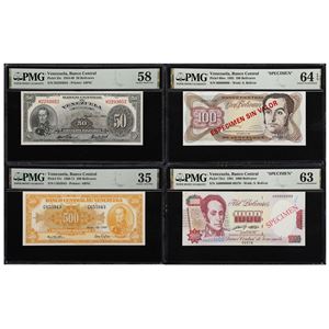 VENEZUELA. LOTE DE (4). BANCO CENTRAL DE VENEZUELA. 50, 100, 500, & 1000 BOLÍVARES, 1960-92. P-33C, 66ES, & 73S1