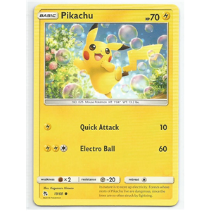 PIKACHU 2019 POKÉMON SUN & MOON HIDDEN FATES #19