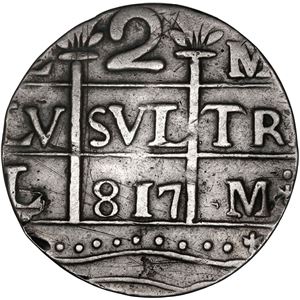 VENEZUELA, CARACAS, "COSPEL DE IMITACIÓN" 2 REALES, FECHA "817" (PRINCIPIOS DE 1800), COSPEL REDONDO