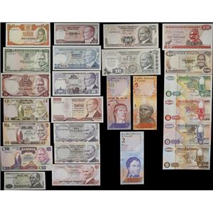 LOTES MIXTOS. LOTE DE (25). TURQUÍA, VENEZUELA, ZAMBIA, Y ZIMBABUE. BANCOS MIXTOS. DENOMINACIONES MIXTAS, 1970S-2010S