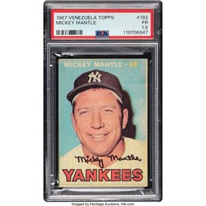 VENEZUELA MICKEY MANTLE TOPPS DE VENEZUELA DE 1967 #192 PSA REGULAR 1.5