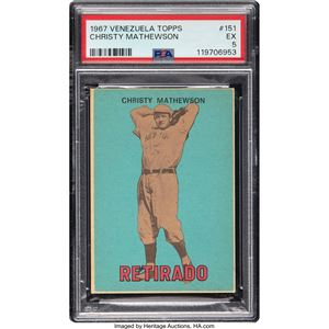 VENEZUELA 1967 VENEZUELA TOPPS "RETIRADO" CHRISTY MATHEWSON #151 PSA EX 5