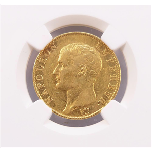 NAPOLEÓN BONAPARTE EMPERADOR. 40 FRANCOS ORO AN 13 NGC AU55