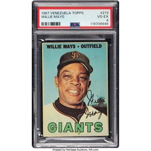 VENEZUELA WILLIE MAYS TOPPS DE VENEZUELA DE 1967 #213 PSA VG-EX 4