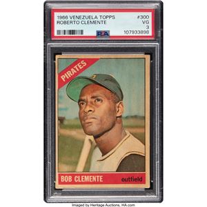 VENEZUELA 1966 VENEZUELA TOPPS ROBERTO CLEMENTE #300 PSA VG 3