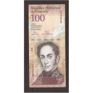 REPOSICIÓN BSF 100 DICIEMBRE 27 2012 BOLÍVARES FUERTES. SERIAL Z01506466. VENEZUELA