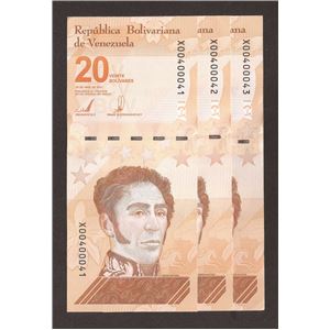 REPOSICIÓN. BSD20 ABRIL 29 2021. BOLÍVARES DIGITALES. LOTE DE 3 BILLETES CONSECUTIVOS. VENEZUELA