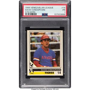 VENEZUELA DAVE CONCEPCIÓN DE LA LIGA VENEZOLANA TOPPS DE 1988 (STICKERS) #14 PSA PR 1