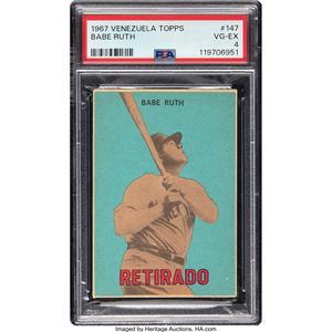 VENEZUELA 1967 VENEZUELA TOPPS "RETIRADO" BABE RUTH #147 PSA VG-EX 4